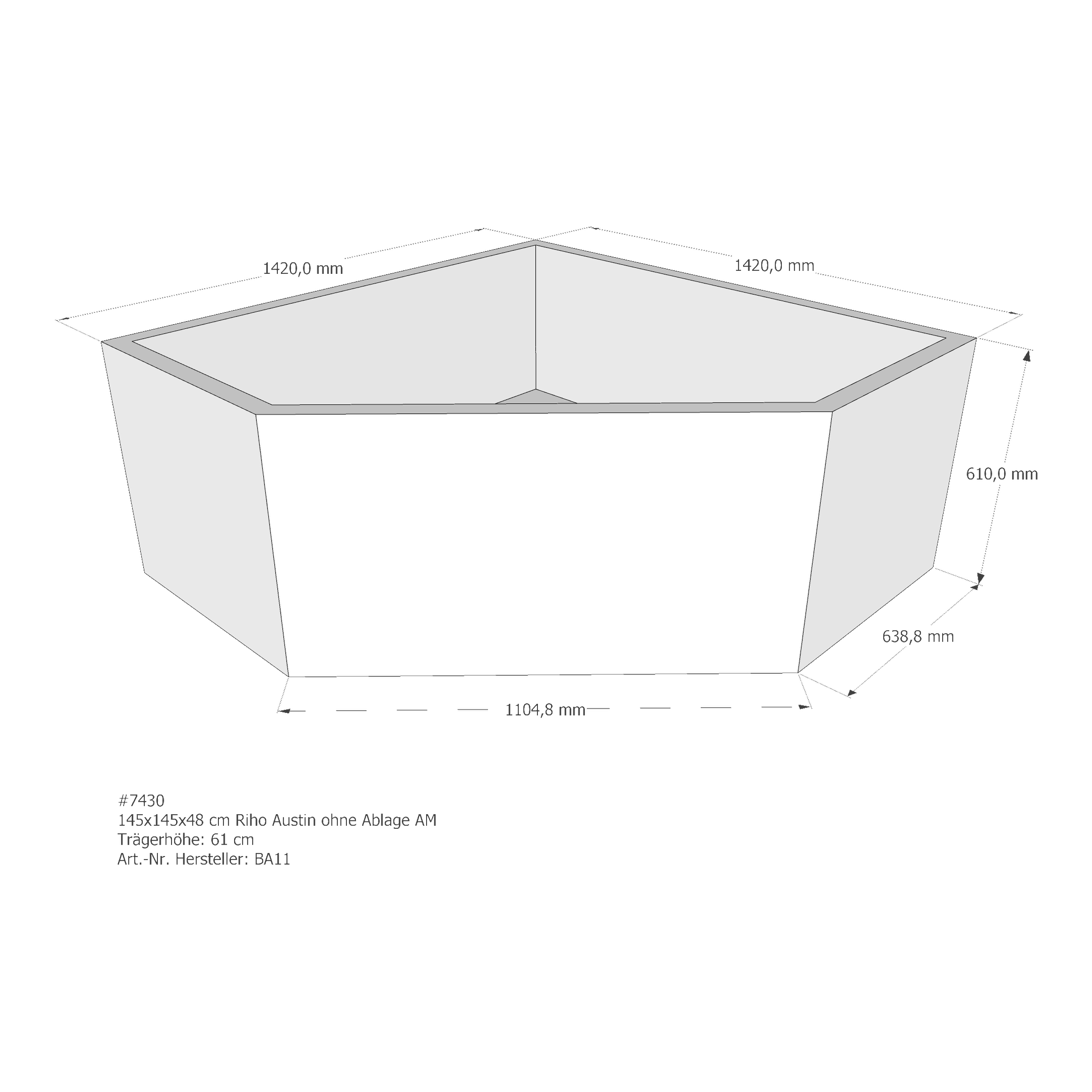 Badewannenträger für Riho 145 × 145 × 48 cm Badewannenträger für Riho 145 × 145 × 48 cm