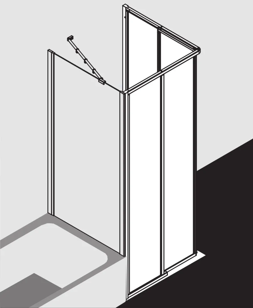 Kermi Duschtür Eckeinstieg 2-teilig (Gleittüren bodenfrei) Halbteil rechts „IBIZA 2000“ 75 × 200 cm Glas Klar, Profile Silber Mattglanz, Schiebetür zweiteilig