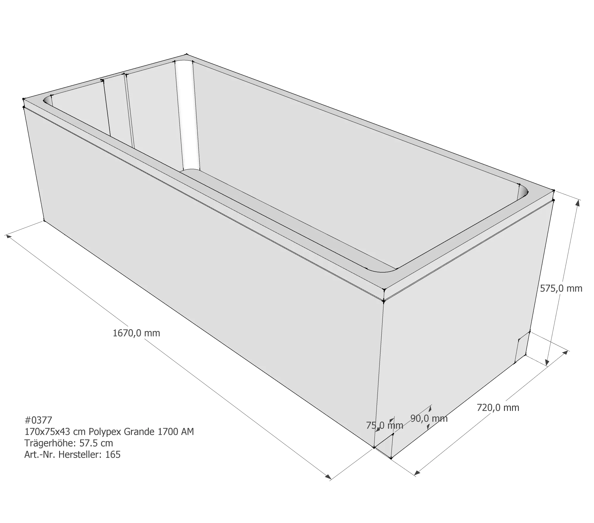 Badewannenträger passend für Polypex Grande 1700 170 × 75 × 43 cm Badewannenträger passend für Polypex Grande 1700 170 × 75 × 43 cm