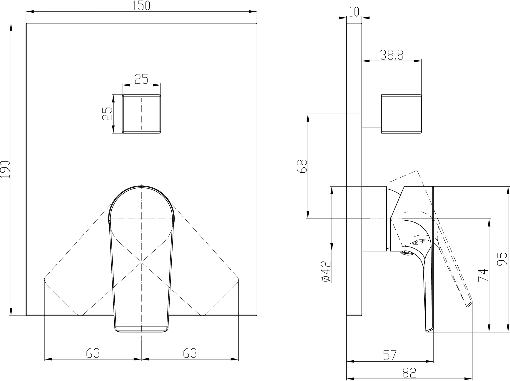 Einhand-Unterputz-Armatur „Liberty“ 5,7 cm in Chrom Einhand-Unterputz-Armatur „Liberty“ 5,7 cm in Chrom