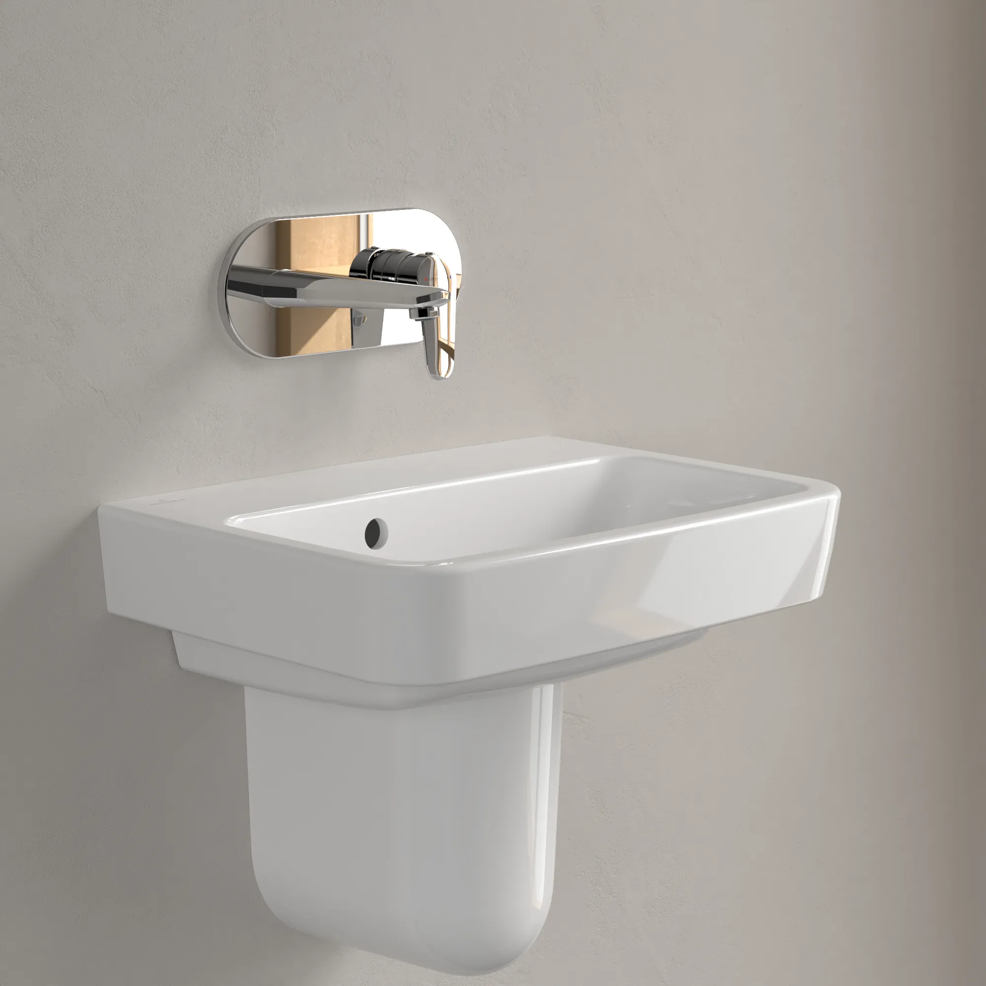 Villeroy & Boch Handwaschbecken „O.novo“ 500 × 370 × 160 mm, für Becken mittig, ohne Hahnlochbohrung in Weiß Alpin Villeroy & Boch Handwaschbecken „O.novo“ 500 × 370 × 160 mm, für Becken mittig, ohne Hahnlochbohrung in Weiß Alpin