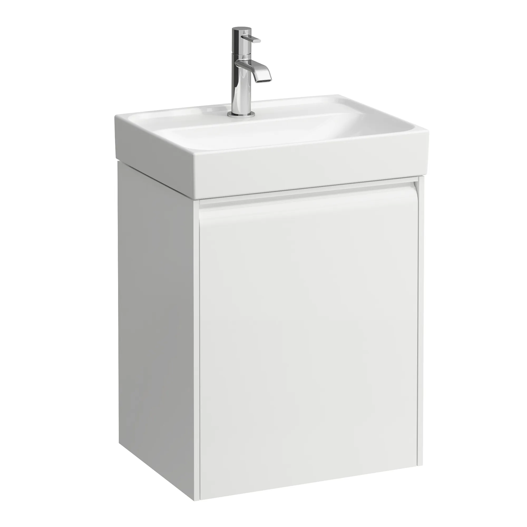 Waschtischunterbau, MEDA, 339x437x515, 1 Tür Scharnier links, integrierte Griffleiste, Soft-Close, 1 Glasablage (fix), für Handwaschbecken MEDA H815111 (45 cm), weiß matt Front- & Korpusfarbe: Weiß matt Waschtischunterbau, MEDA, 339x437x515, 1 Tür Scharnier links, integrierte Griffleiste, Soft-Close, 1 Glasablage (fix), für Handwaschbecken MEDA H815111 (45 cm), weiß matt Front- & Korpusfarbe: Weiß matt