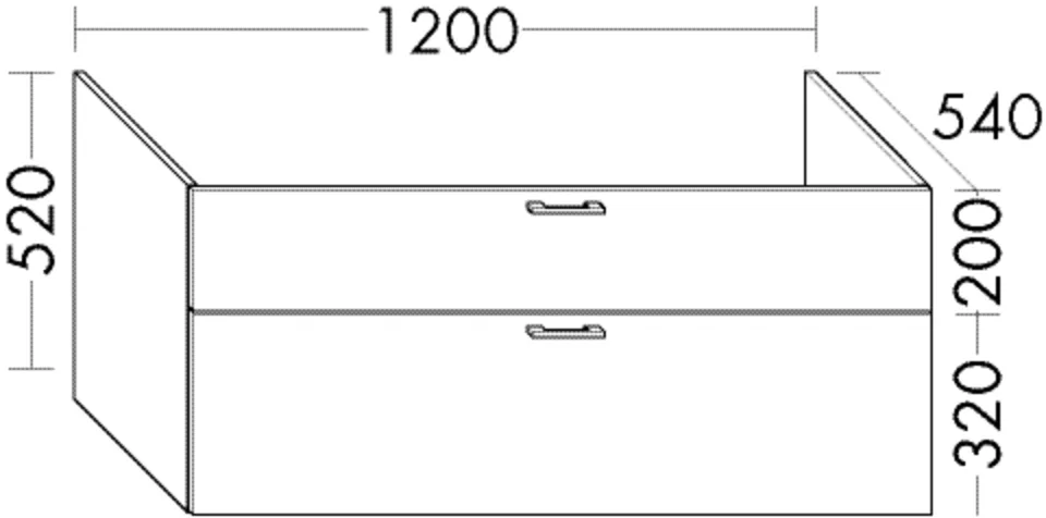 Burgbad Waschtischunterschrank Sys30, 1 Schublade oben, 420 mm Auszug unten, inkl. Raumsparsiphon, 1200x540x520 mm