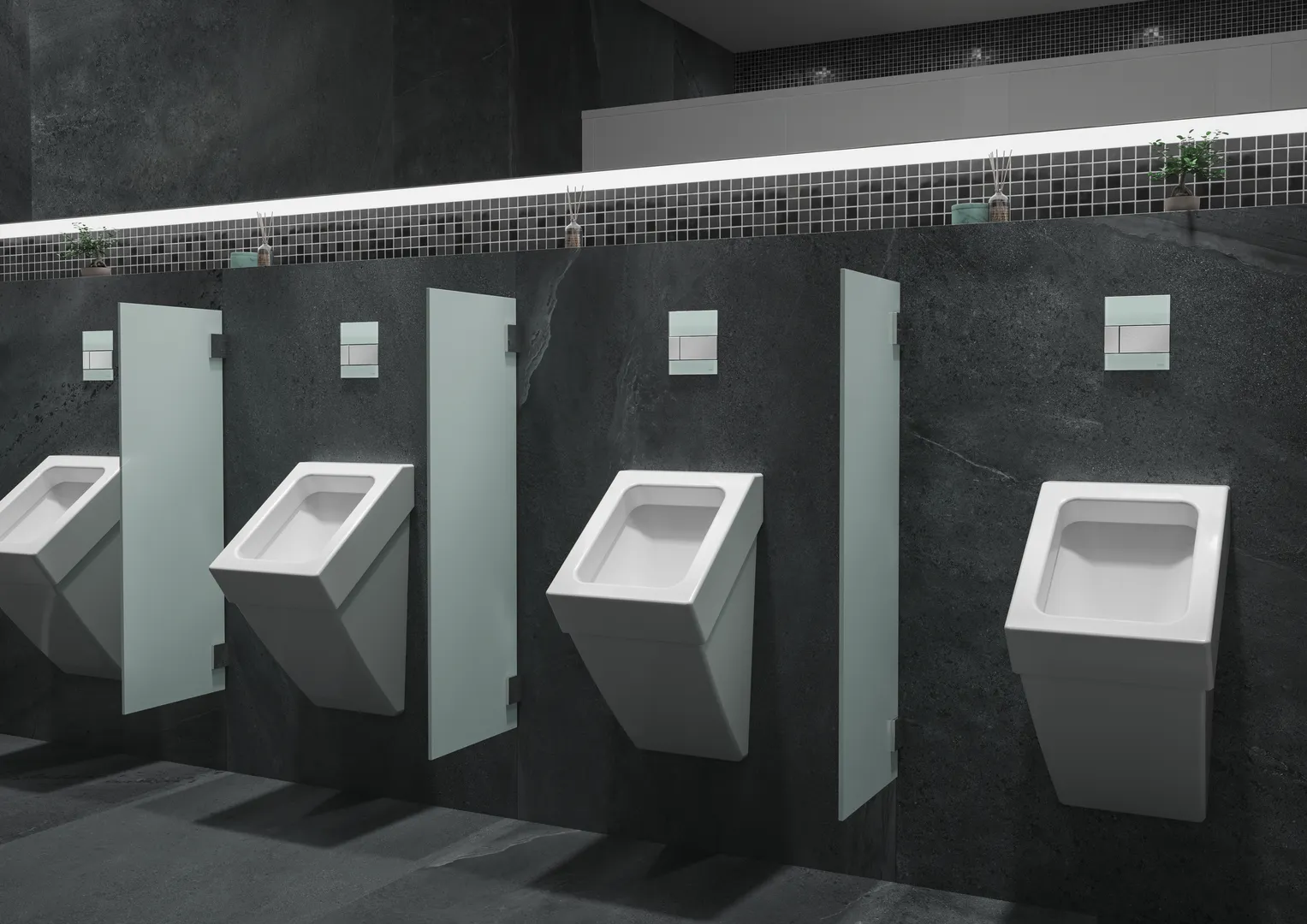 square Urinal-Betätigungsplatte mit Kart., Glas weiß glzd, Taste weiß glzd