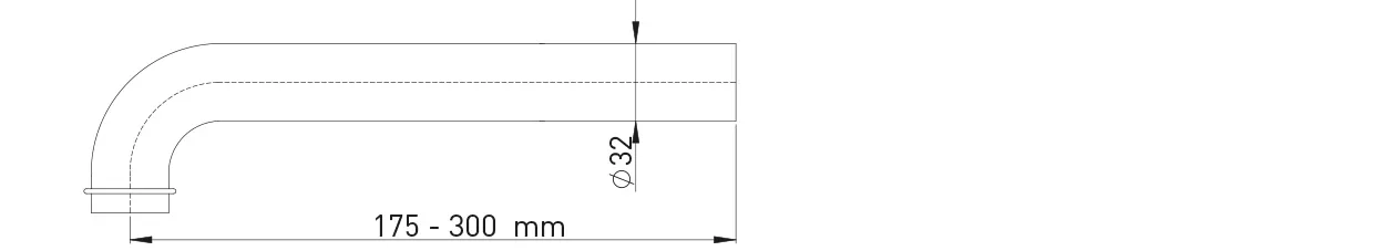 Abgangsbogen 90 Grad MS vc 32 x 175 mm passend zu Röhren Siphon MS vc 1 1/4″