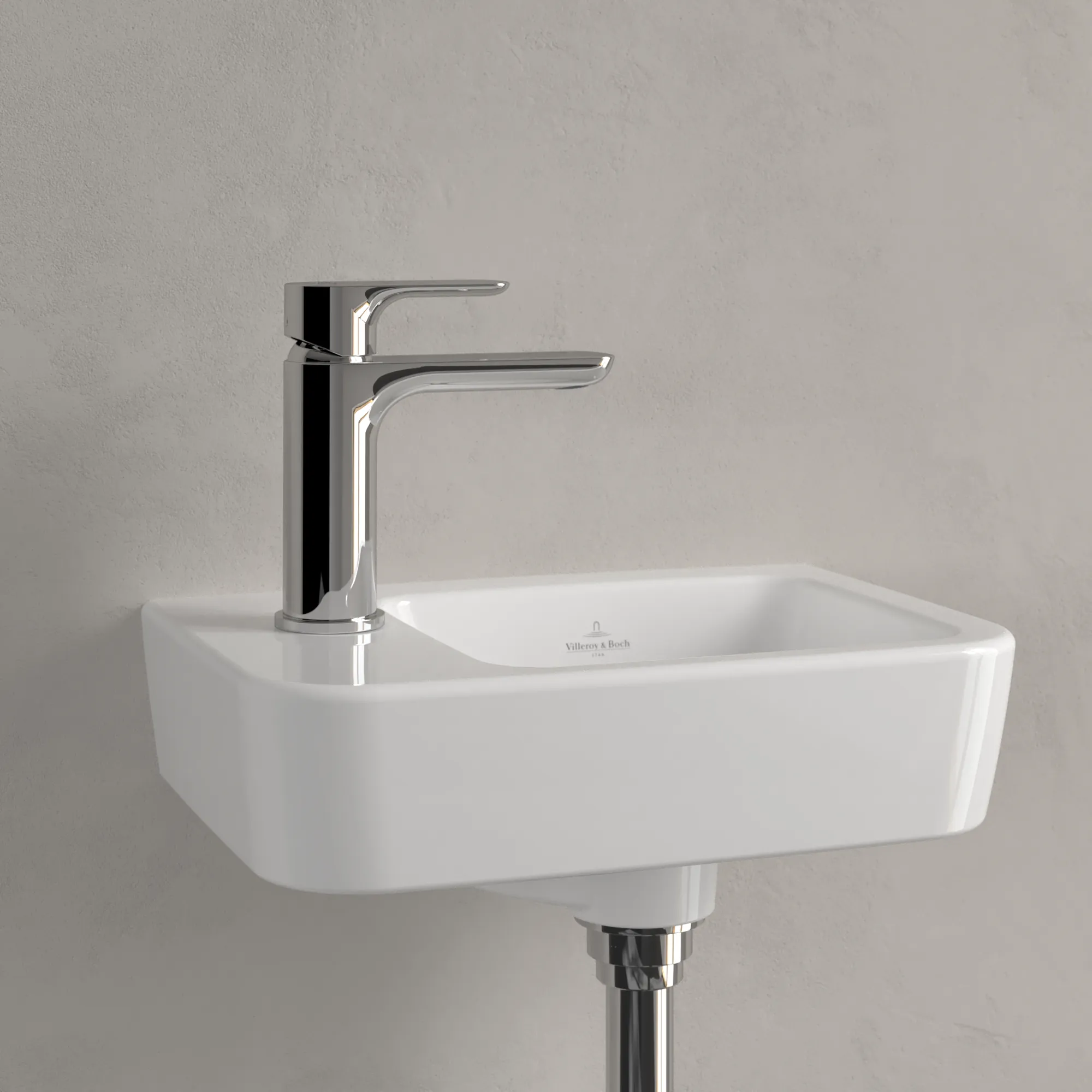 Villeroy & Boch Handwaschbecken „O.novo“ Compact 360 × 250 × 145 mm, Hahnlochposition links, für Becken rechts, mit Hahnlochbohrung in Weiß Alpin Villeroy & Boch Handwaschbecken „O.novo“ Compact 360 × 250 × 145 mm, Hahnlochposition links, für Becken rechts, mit Hahnlochbohrung in Weiß Alpin