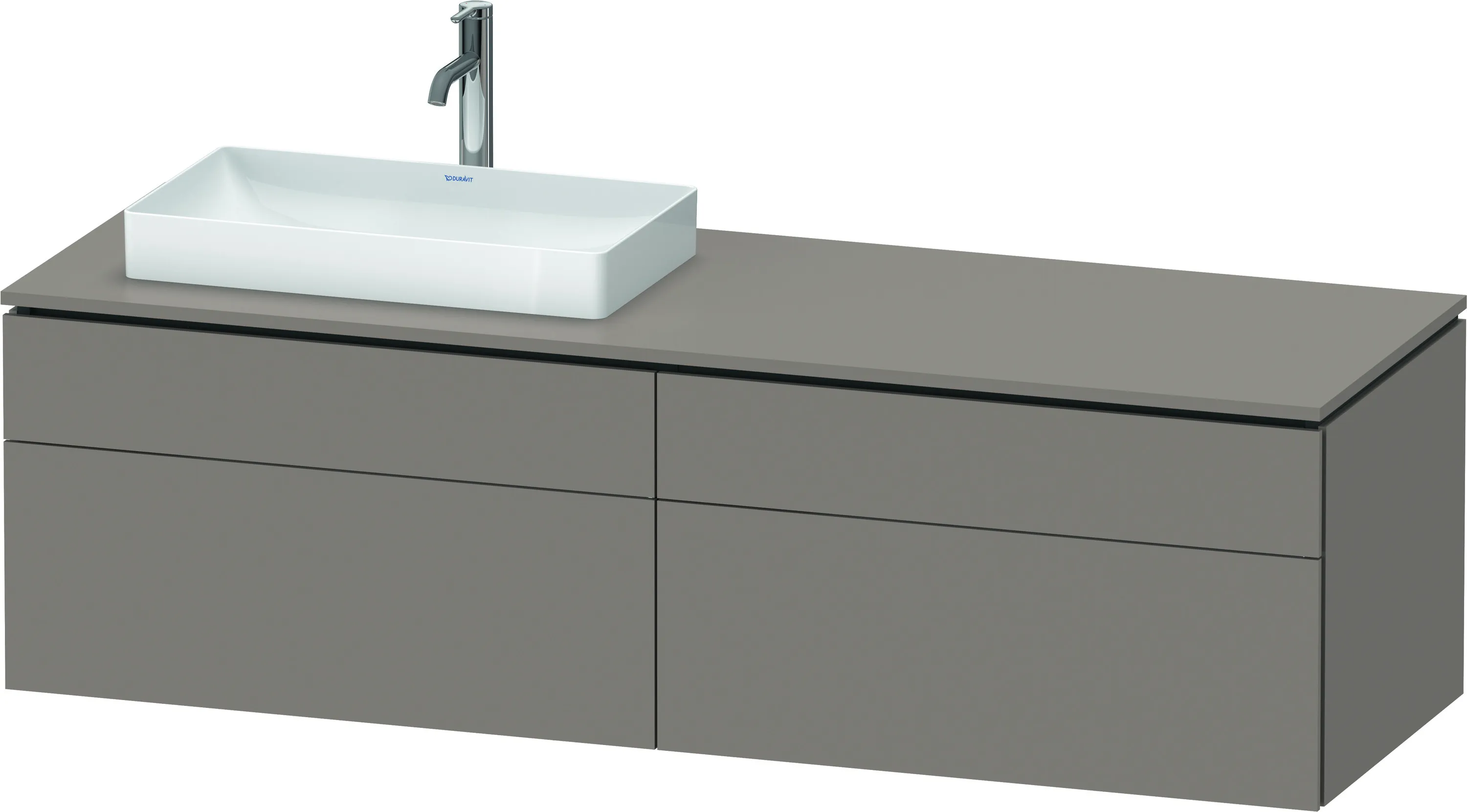 Duravit Waschtischunterschrank wandhängend „L-Cube“ 162 × 48,2 × 55 cm Basalt Matt, links Duravit Waschtischunterschrank wandhängend „L-Cube“ 162 × 48,2 × 55 cm Basalt Matt, links