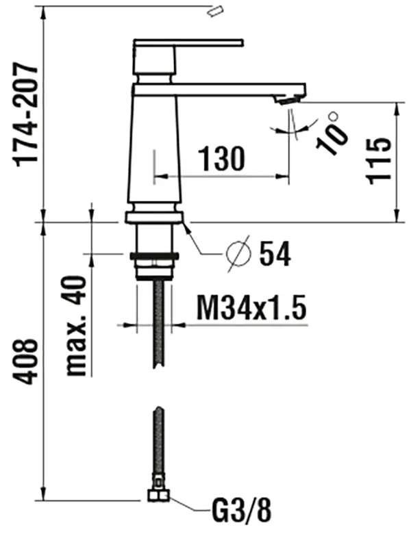 Einhebel-Waschtischmischer THE NEW CLASSIC Festauslauf Ausladung 130 mm ohne Ablaufventil chrom
