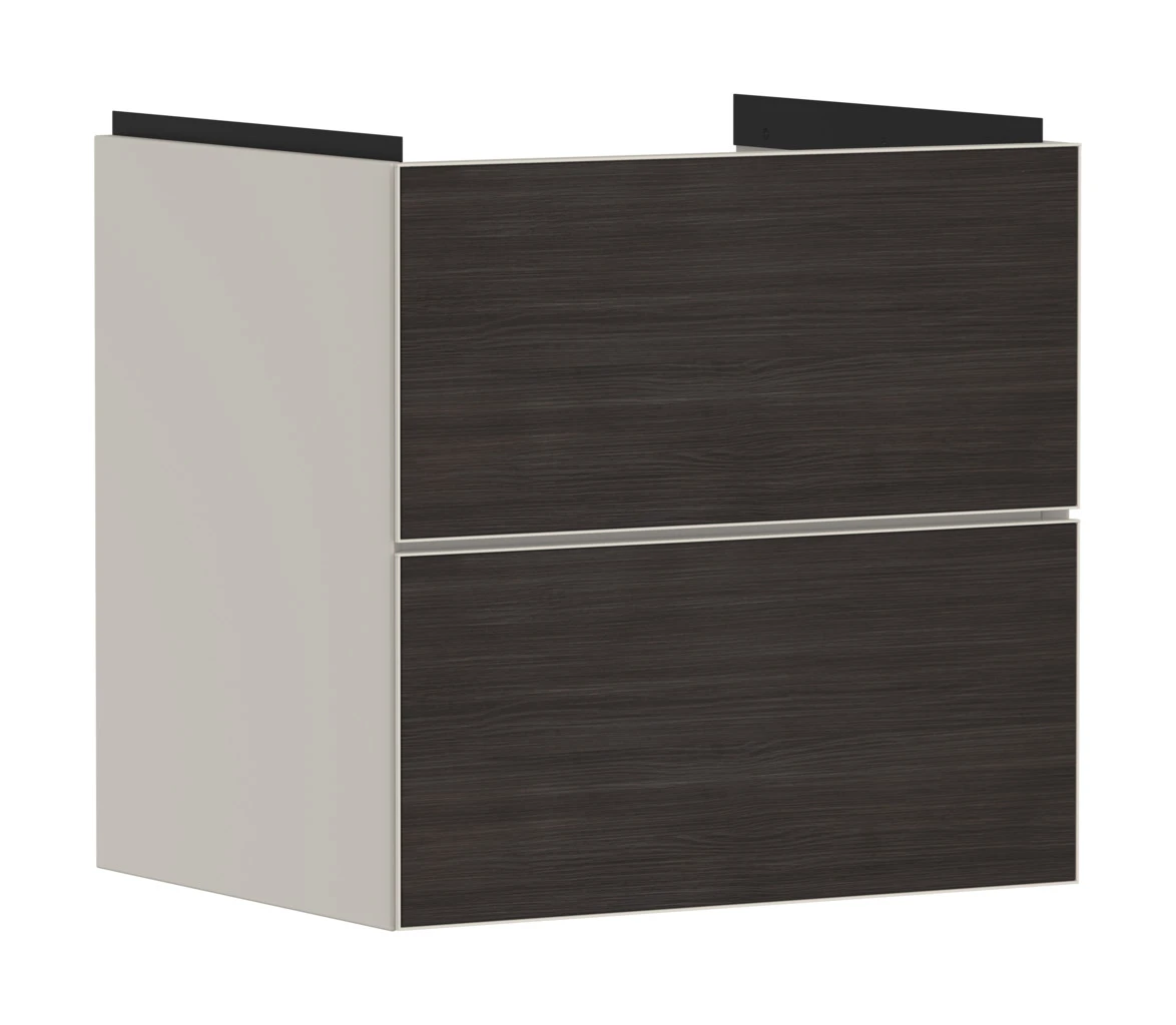 Xevolos E Waschtischunterschrank Sandbeige Matt 580/475 mit 2 Schubkästen für Waschtisch Bronze Struktur