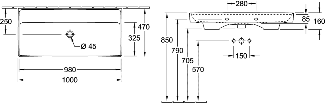 Villeroy & Boch Collaro Schrankwaschtisch 1000x470mm Rechteck TitanCeram Stone White CeramicPlus Villeroy & Boch Collaro Schrankwaschtisch 1000x470mm Rechteck TitanCeram Stone White CeramicPlus
