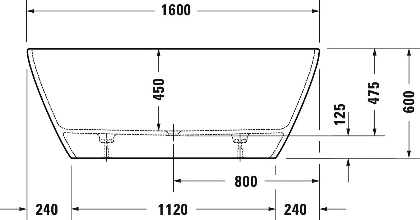 Duravit Badewanne „D-Neo“ freistehend oval 160 × 75 cm, Mittelablauf ohne Überlauf