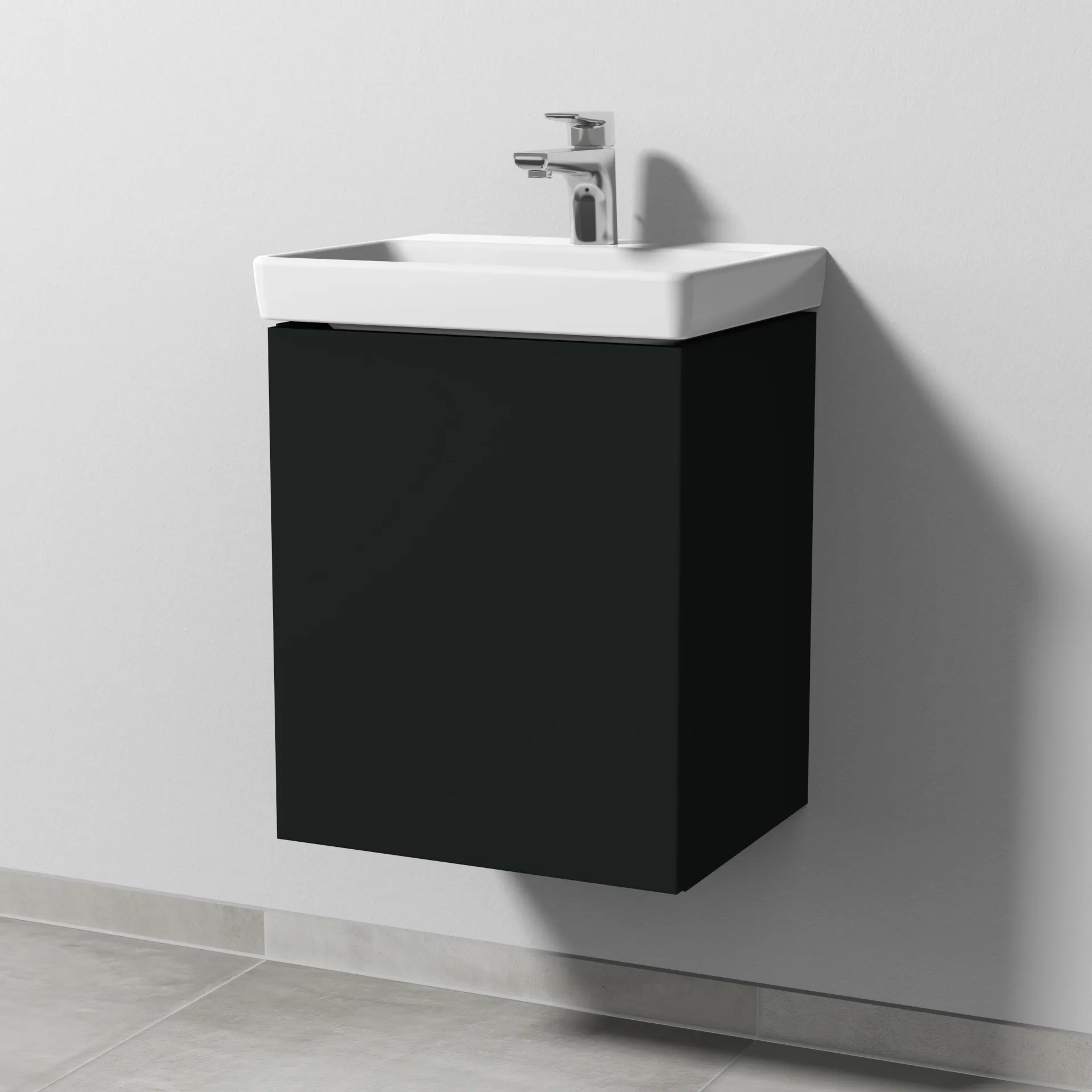 Sanipa Waschtischunterschrank „3way“ passend zu Keramik-Waschtische Avento von Villeroy & Boch 430 × 510 × 352 mm in Vulkan (matt), Anschlag links