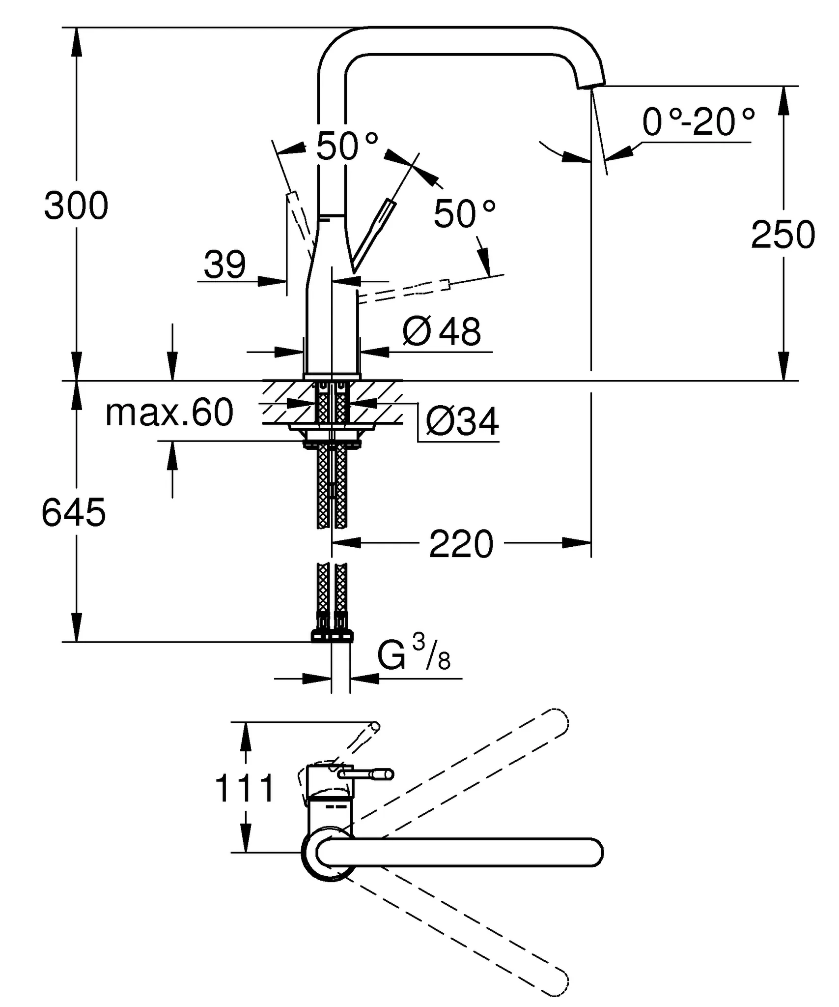 Einhand-Spültischbatterie Essence 30505, Einlochmontage, schwenkbarer Rohrauslauf, eigensicher, Professional Edition