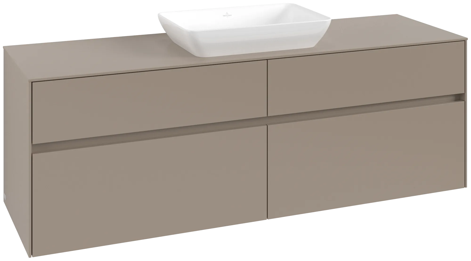 Villeroy & Boch Collaro Waschbeckenunterschrank C12000, 1600 x 548 x 500 mm, Eckig, Wandhängend, Taupe