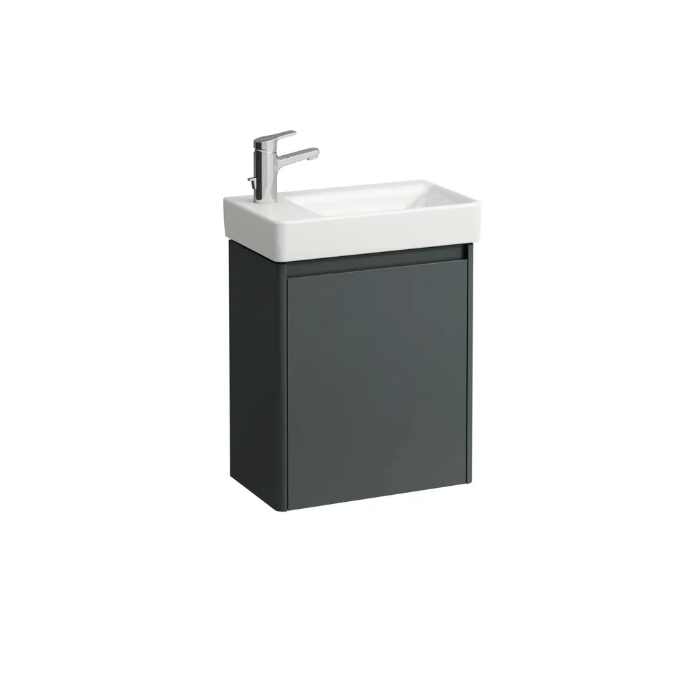 Waschtisch+Waschtischunterbau PRO S SET BASE 2.0 280x480x607 1 Hahnloch mit Überlauf 1 Tür Scharnier links mit Griffmulde weiß/we matt