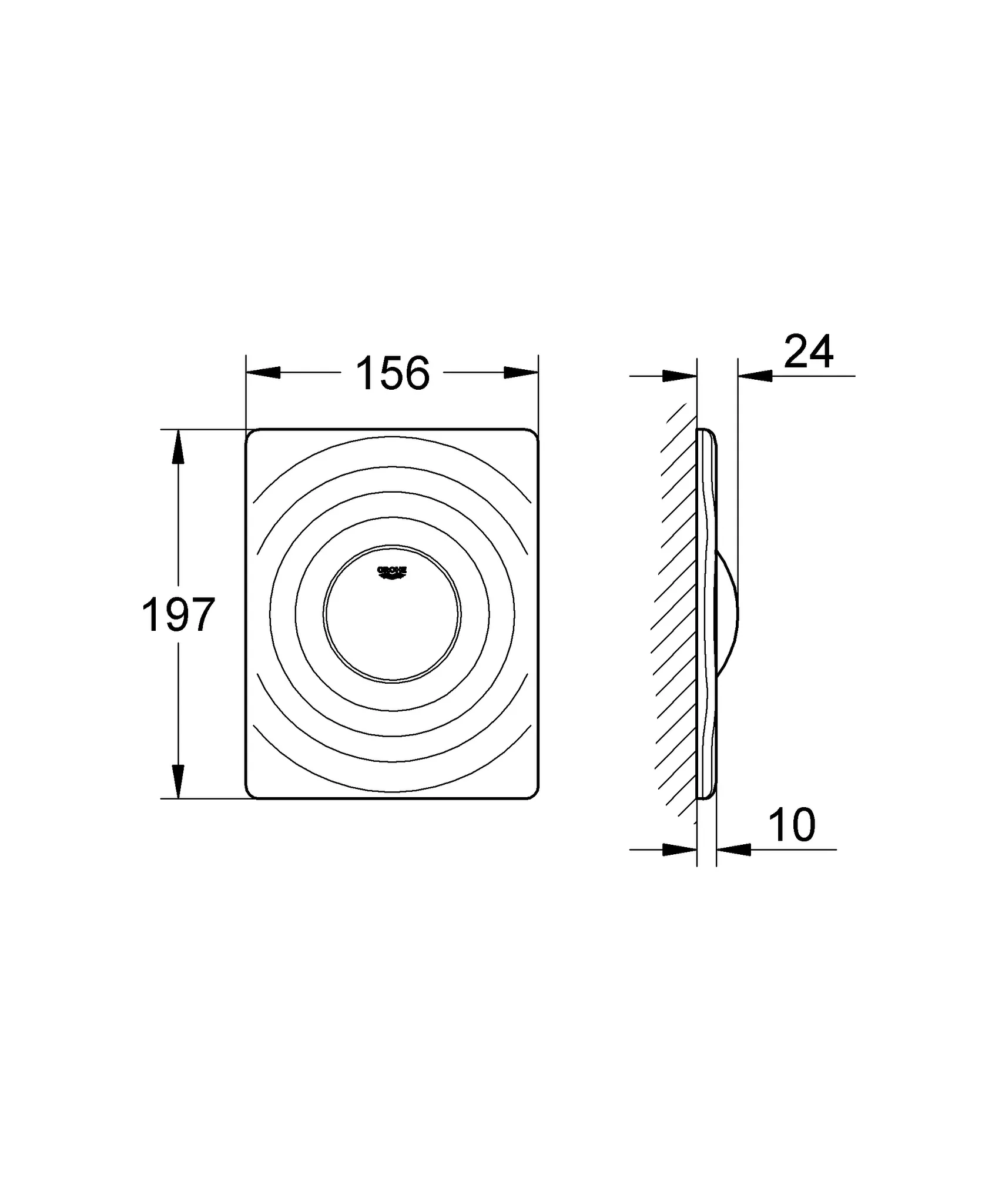 Grohe Surf WC-Betätigung 38574, 1-Menge chrom, Abdeckplatte für 1-Mengen-Betätigung Grohe Surf WC-Betätigung 38574, 1-Menge chrom, Abdeckplatte für 1-Mengen-Betätigung