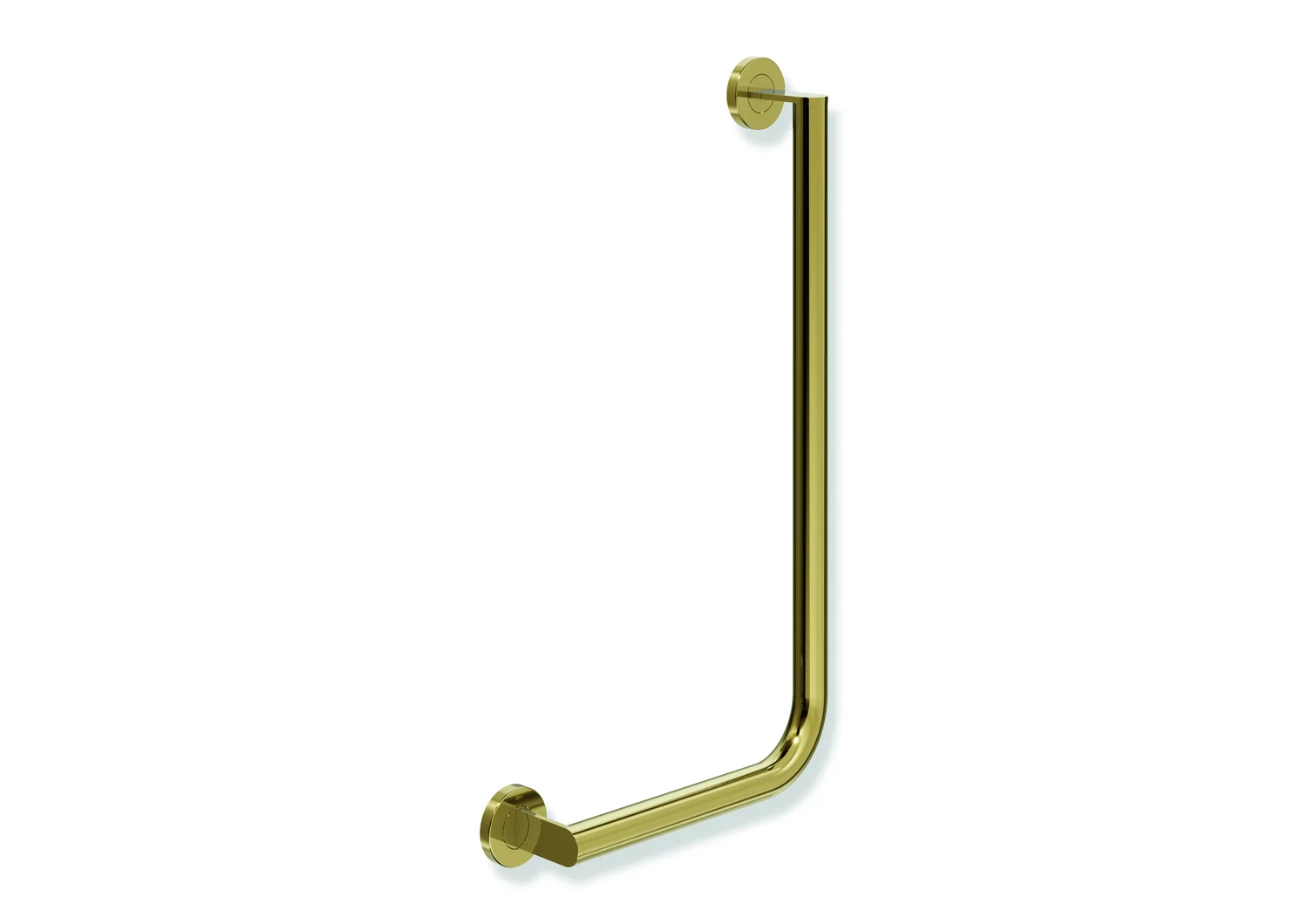 HEWI Winkelgriff System 900, Edelstahl PVD Gold glänzend, waagerecht 300 mm, senkrecht 600 mm, Durchmesser 32 mm, links