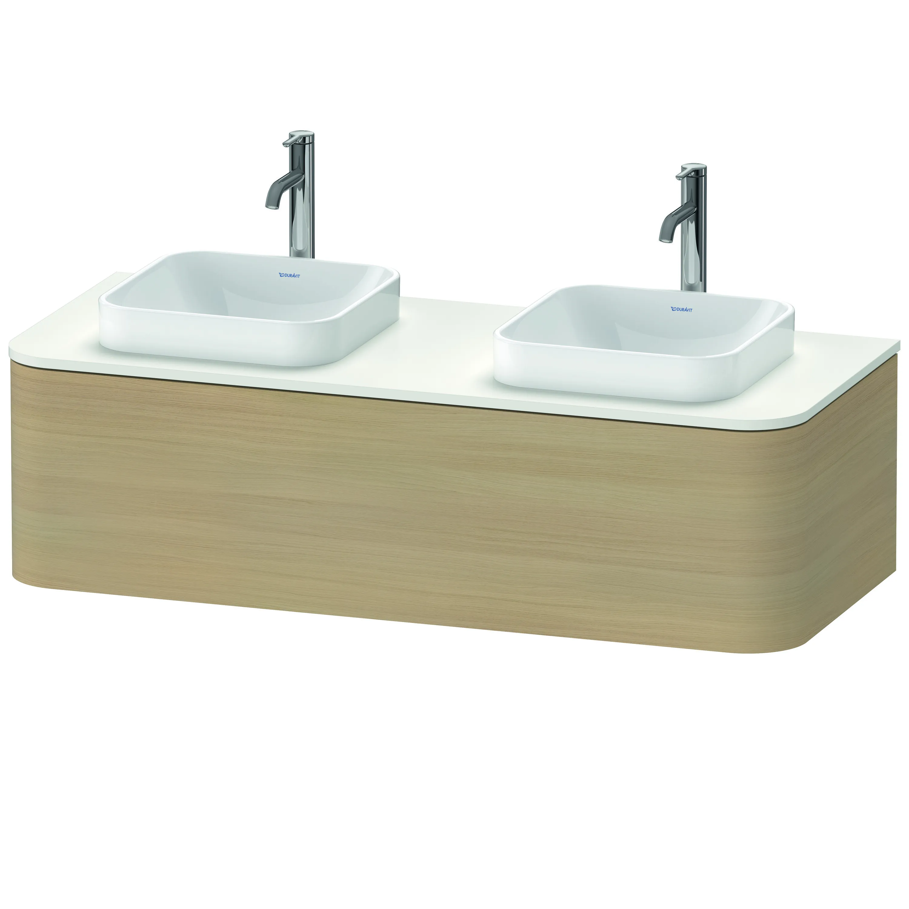 Duravit Waschtischunterschrank wandhängend „Happy D.2 Plus“ 130 × 35,4 × 55 cm Mediterrane Eiche Becken: links und rechts / Beleuchtung: ohne / Front- & Korpusfarbe: Mediterrane Eiche / Größe: 130 × 55 × 35,4 cm / Oberfläche: Echtholzfurnier / Schubladen: 1 Duravit Waschtischunterschrank wandhängend „Happy D.2 Plus“ 130 × 35,4 × 55 cm Mediterrane Eiche Becken: links und rechts / Beleuchtung: ohne / Front- & Korpusfarbe: Mediterrane Eiche / Größe: 130 × 55 × 35,4 cm / Oberfläche: Echtholzfurnier / Schubladen: 1