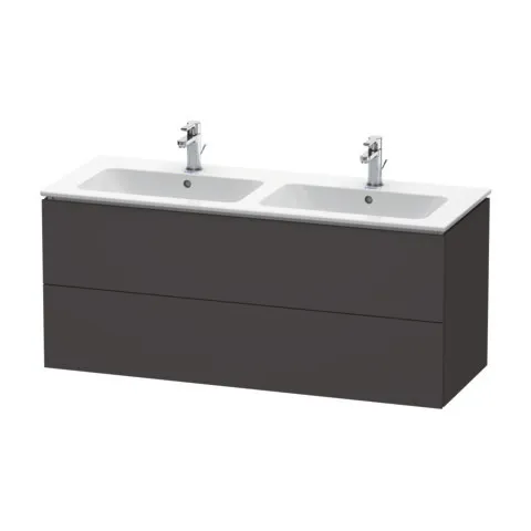 Duravit Waschtischunterschrank wandhängend „L-Cube“ 129 × 55 × 48,1 cm Graphit Supermatt
