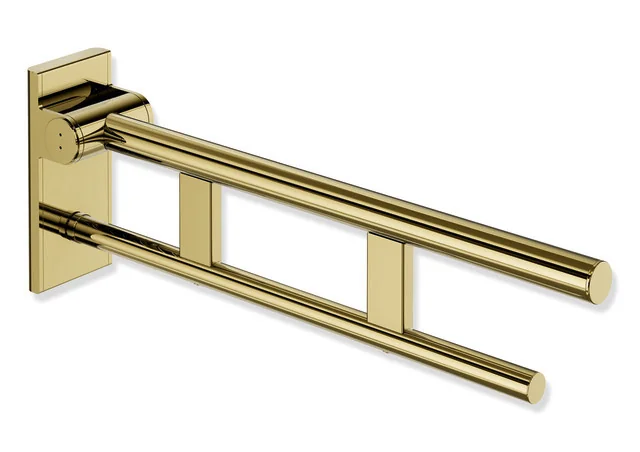 HEWI Stützklappgriff Duo System 900, Design A, Edelstahl PVD gold glänzend, Ausladung 600 mm