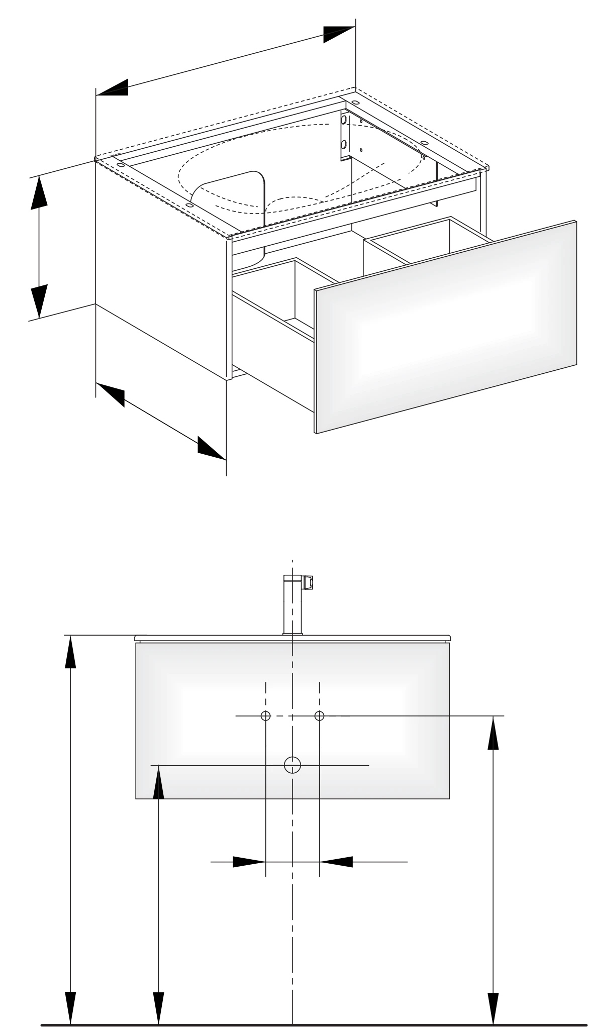 Edition 11 Waschtischunterbau mit Auszug 700 x 350 x 535 mm trüffel/trüffel WTU Edition 11 31341, 1 Auszug, trüffel/trüffel