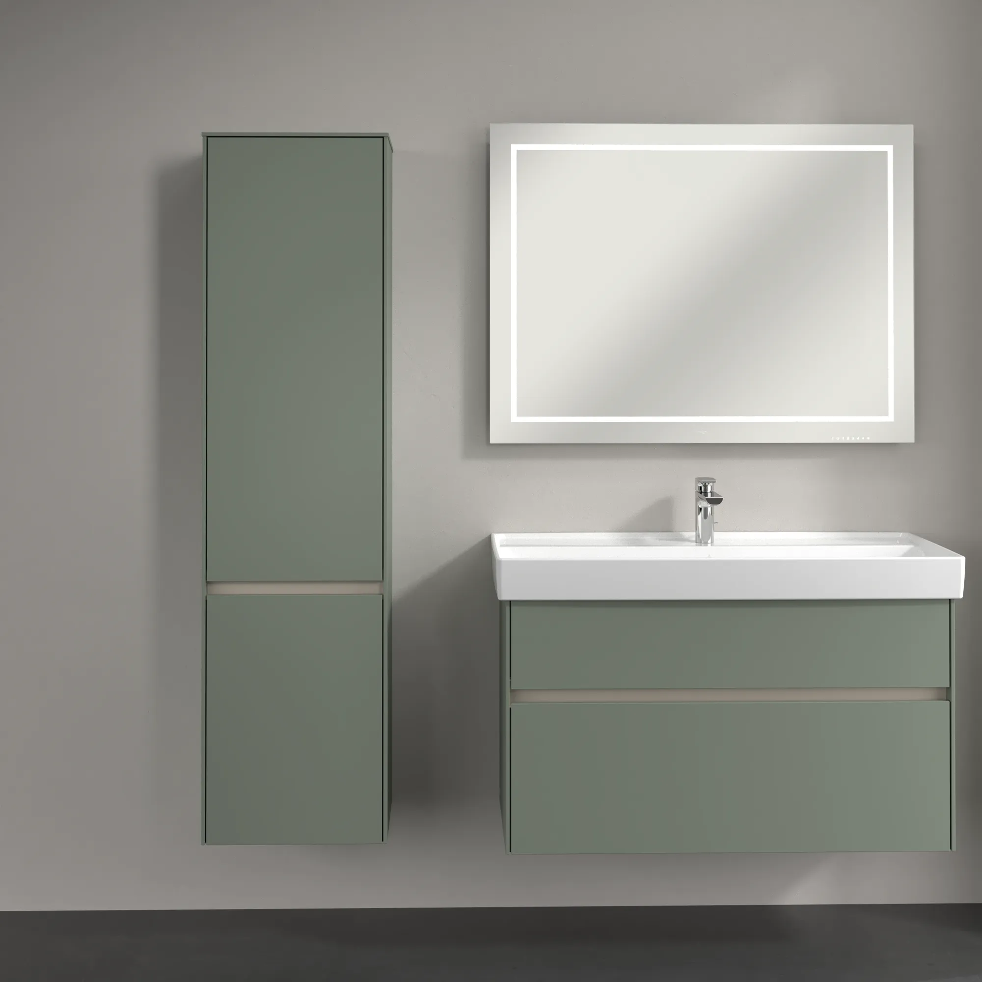 Villeroy & Boch Hochschrank Collaro C03300, Eckig, Soft Green, 404 x 1538 x 349 mm, 2 Türen, mit Absenkautomatik