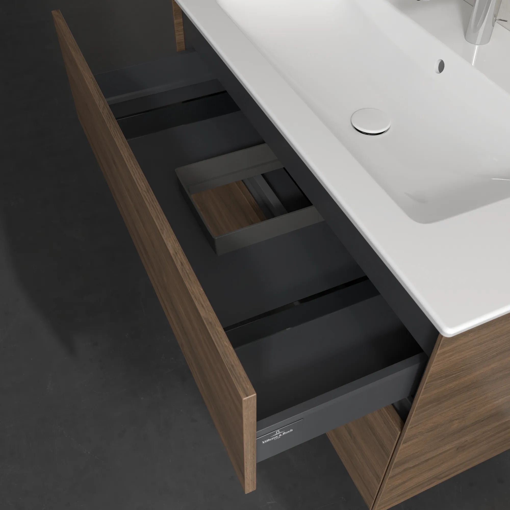 Villeroy & Boch Waschtischunterschrank „Collaro“ 961 × 610 × 480 mm Arizona Oak, ohne Beleuchtung, für Becken mittig