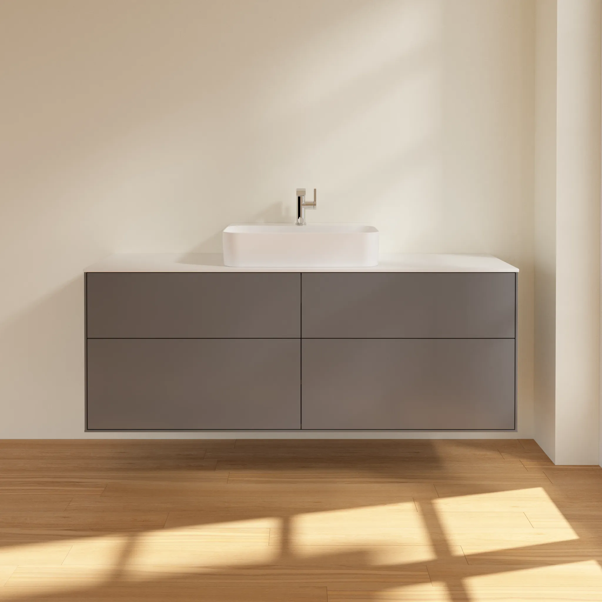 Villeroy & Boch Waschtischunterschrank „Finion“ für Schrankwaschtisch 1600 × 603 × 501 mm Anthracite Matt Lacquer, für Becken mittig