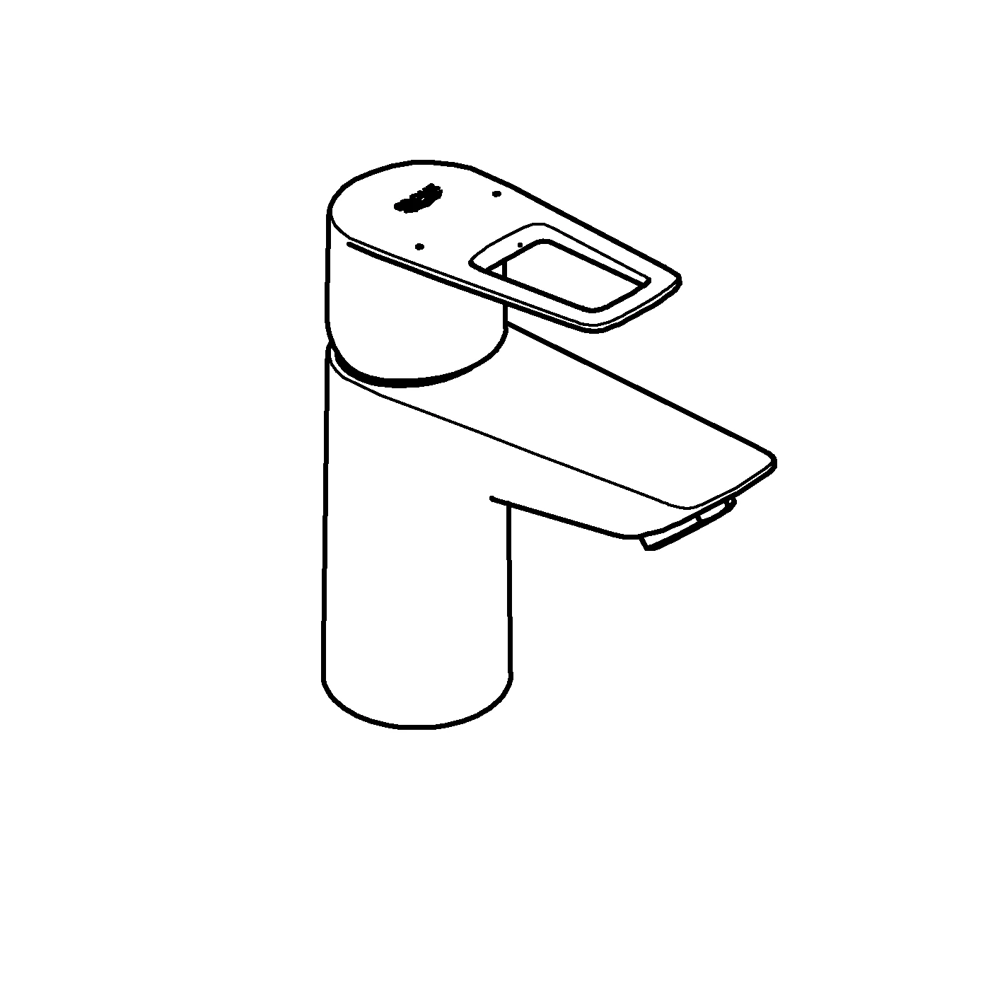 Einhand-Waschtischbatterie BauLoop 23878_1, S-Size, glatter Körper, Einlochmontage, mit Temperaturbegrenzer, EcoJoy Mousseur 5,7 l/min, glatter Körper, Push-open Ablaufgarnitur aus Kunststoff 1 1/4″, chrom