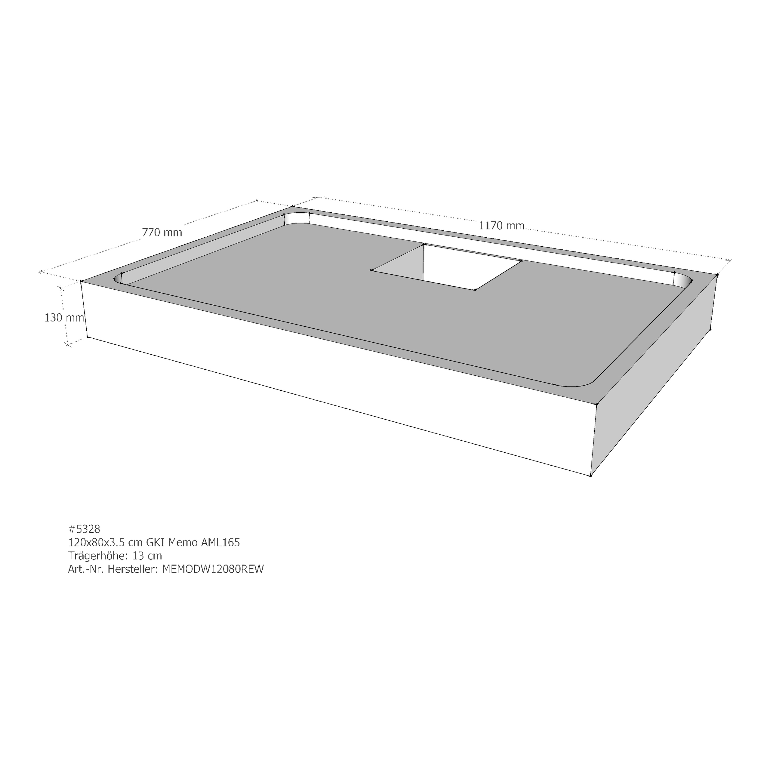 Duschwannenträger für GKI Memo 120 × 80 × 3,5 cm