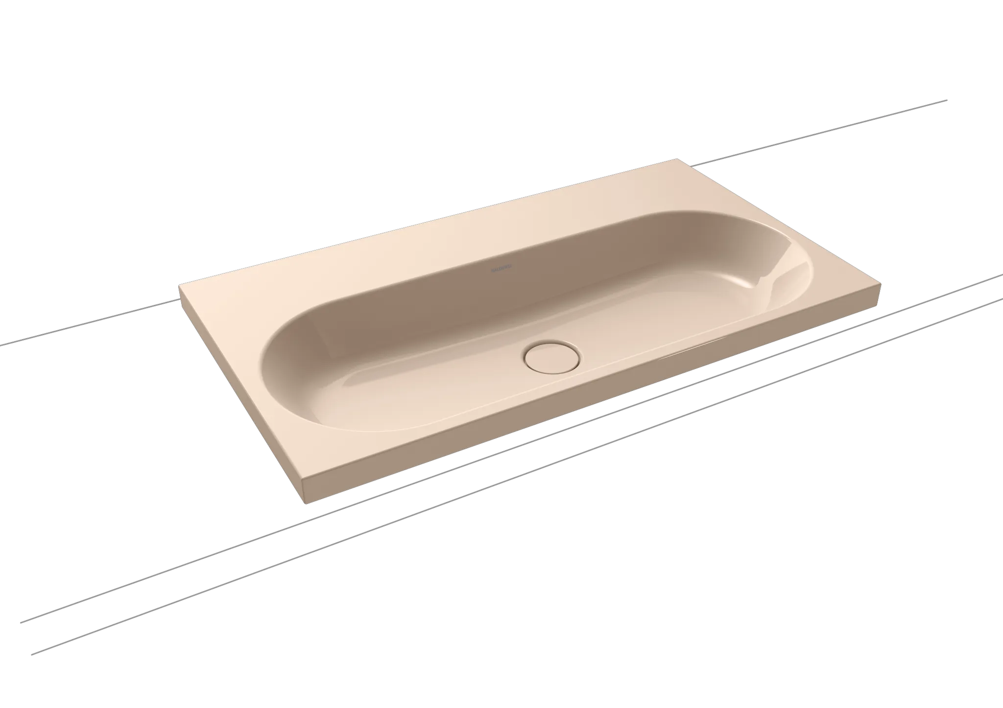 Aufsatzwaschtisch „Centro“ 90 × 50 cm, ohne Hahnlochbohrung in bahamabeige, mit Perl-Effekt