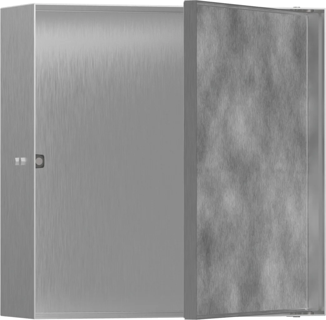 Hansgrohe XtraStoris Rock Wandnische mit befliesbarer Tür 300 x 300 x 100 mm, Edelstahl gebürstet Hansgrohe XtraStoris Rock Wandnische mit befliesbarer Tür 300 x 300 x 100 mm, Edelstahl gebürstet