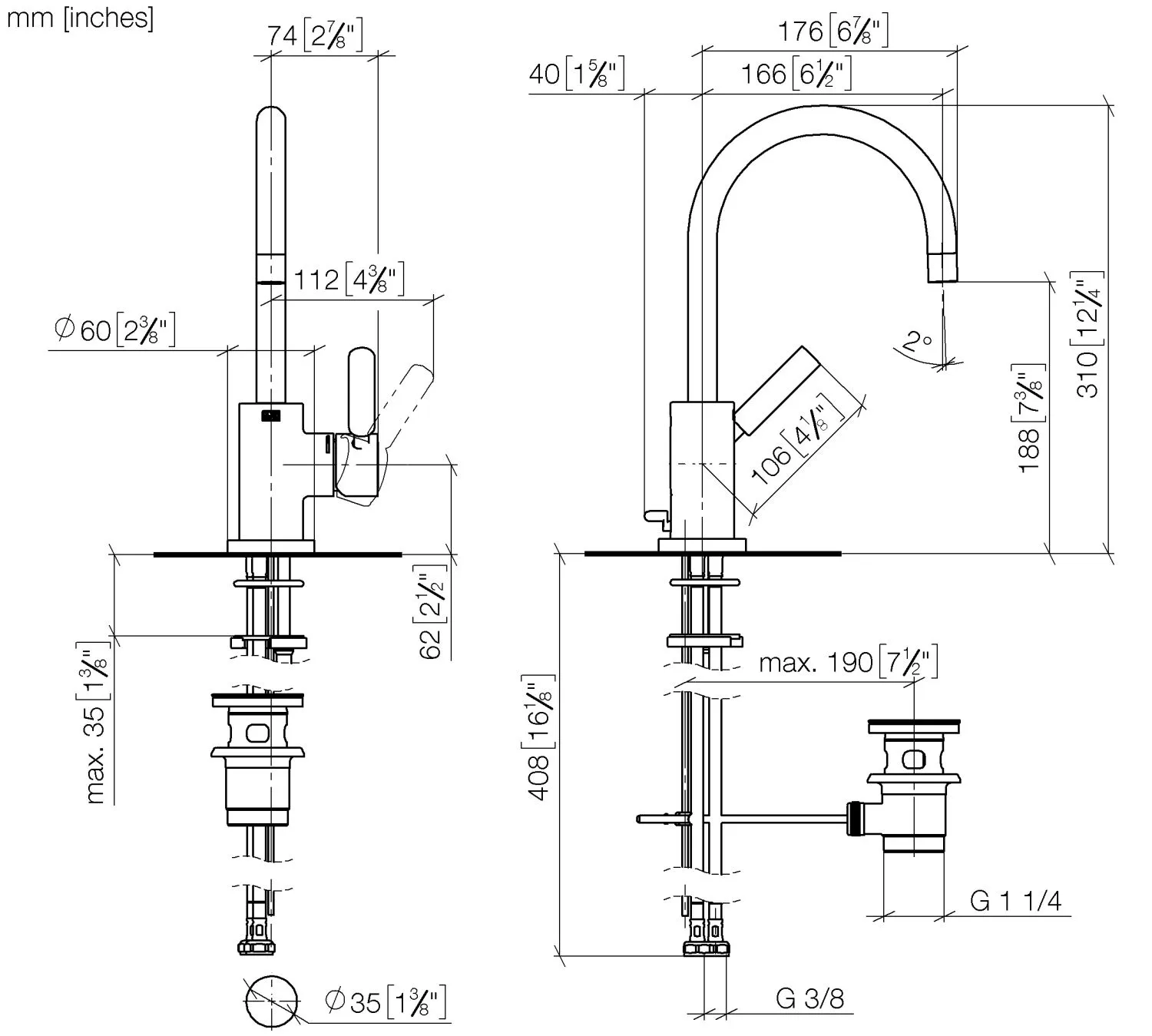 Dornbracht TARA Waschtisch-Einhandbatterie mit Ablaufgarnitur - Chrom Dornbracht TARA Waschtisch-Einhandbatterie mit Ablaufgarnitur - Chrom