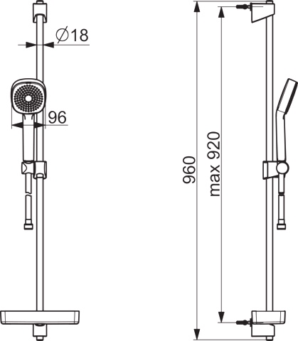 HA Wandstangengarnitur HANSABASICJET Style 4479 1-strahlig Chrom