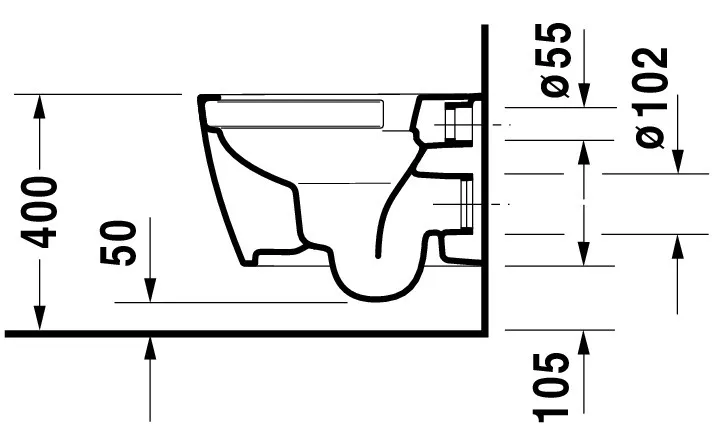 Wand-Tiefspül-WC Compact „ME by Starck“ 37 × 35 × 48 cm, Befestigung verdeckt, ohne Spülrand