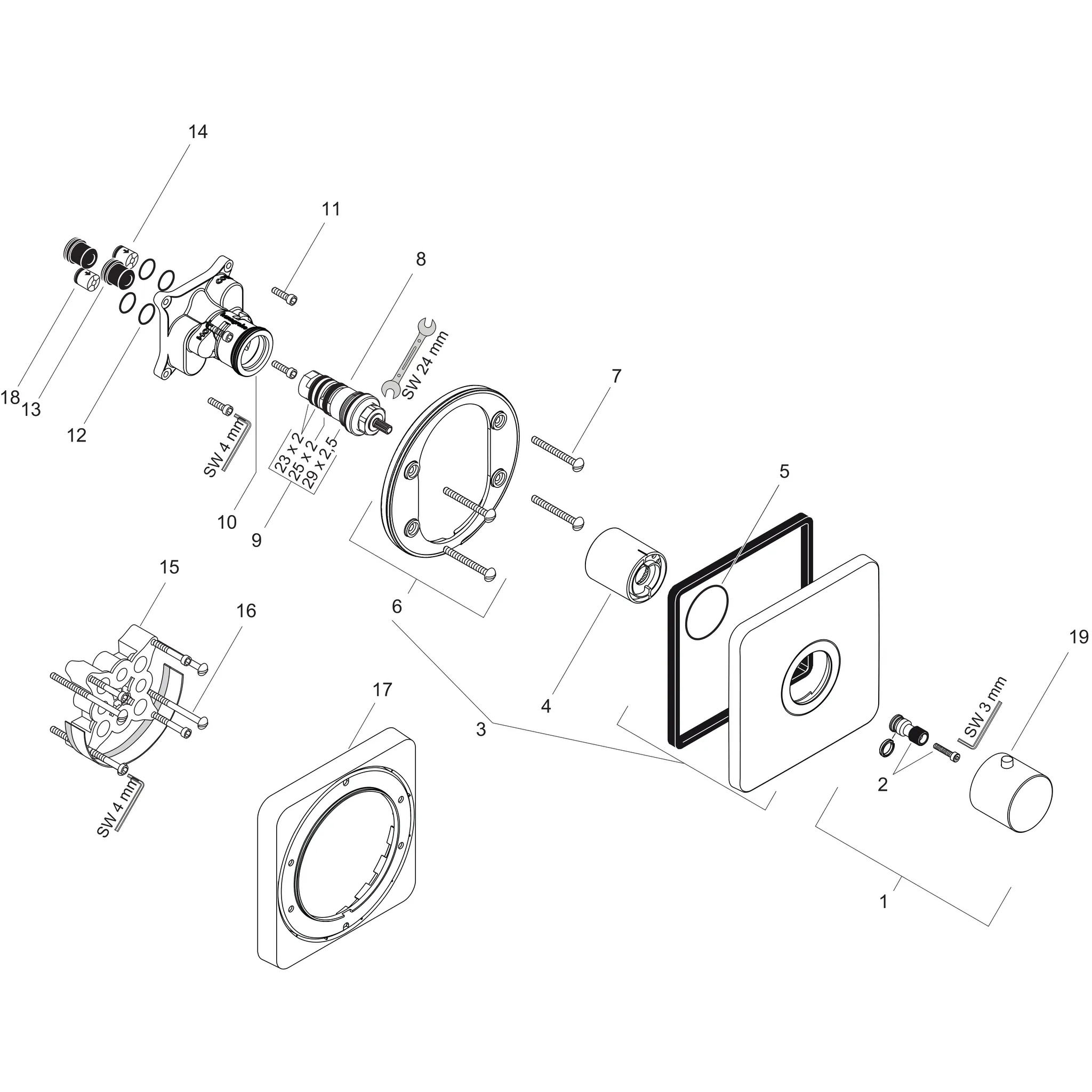 Thermostat Unterputz Axor Citterio M Fertigset chrom mit Hebelgr. Thermostat Unterputz Axor Citterio M Fertigset chrom mit Hebelgr.