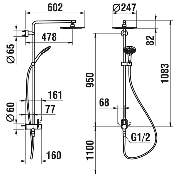 Laufen Duschsystem Twin für Simibox 1-Point, Brausenarm schwenkbar ±60° und arretierbar, Temperaturlimitierung, Mengenlimitierung, wasserführende Stange, Brausenhalter, Kopfbrause, Kunststoffschlauch 1500 mm, Handbrause chrom Laufen Duschsystem Twin für Simibox 1-Point, Brausenarm schwenkbar ±60° und arretierbar, Temperaturlimitierung, Mengenlimitierung, wasserführende Stange, Brausenhalter, Kopfbrause, Kunststoffschlauch 1500 mm, Handbrause chrom
