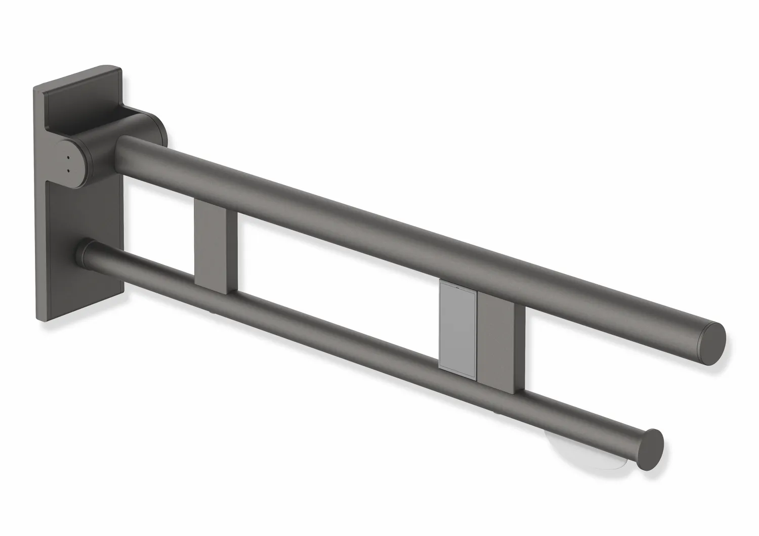 HEWI Stützklappgriff Duo, Design A, Edelstahl, Ausladung 700 mm, SC (Dunkelgrau Perlglimmer tiefmatt)