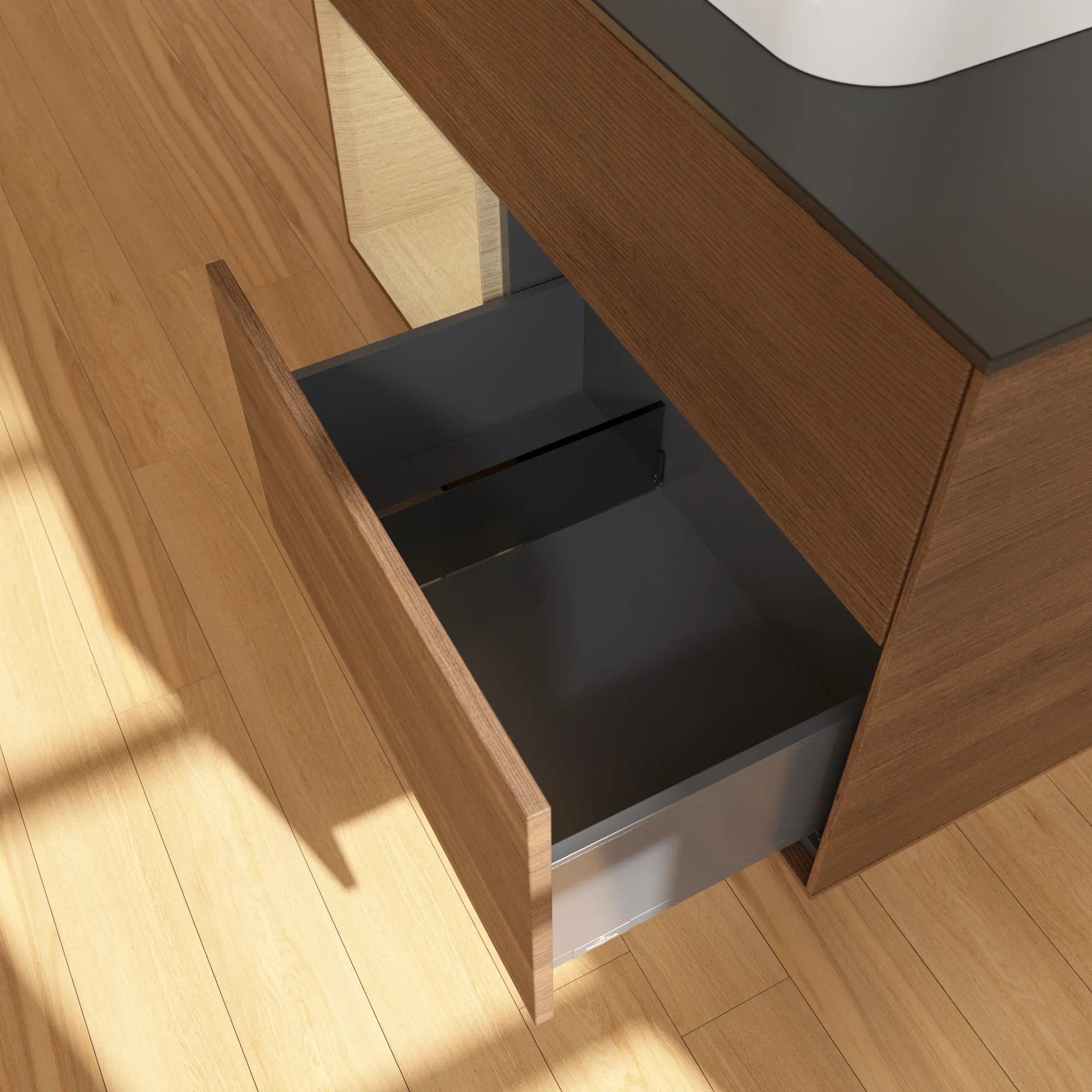 Villeroy & Boch Waschtischunterschrank „Finion“ für Schrankwaschtisch 1000 × 603 × 501 mm Walnut Veneer, für Becken mittig Villeroy & Boch Waschtischunterschrank „Finion“ für Schrankwaschtisch 1000 × 603 × 501 mm Walnut Veneer, für Becken mittig