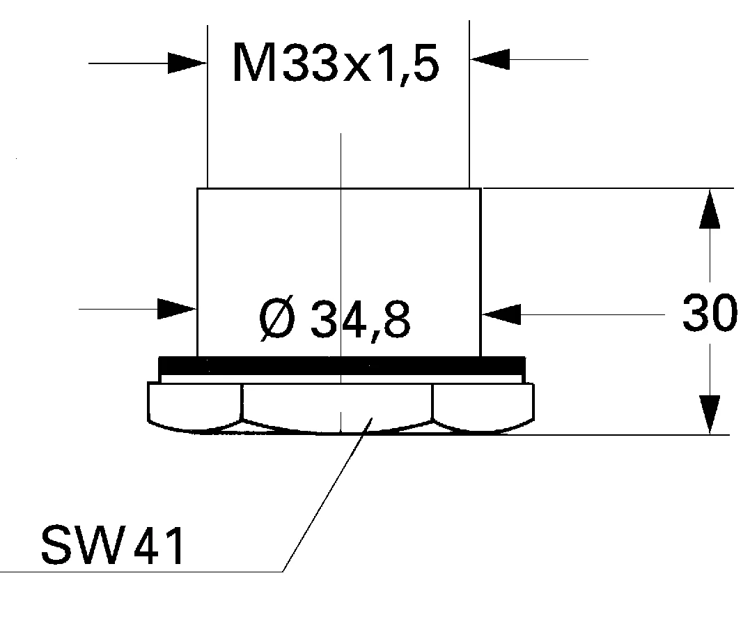 Schaftverlängerung 12937, M33x1,5x30, chrom