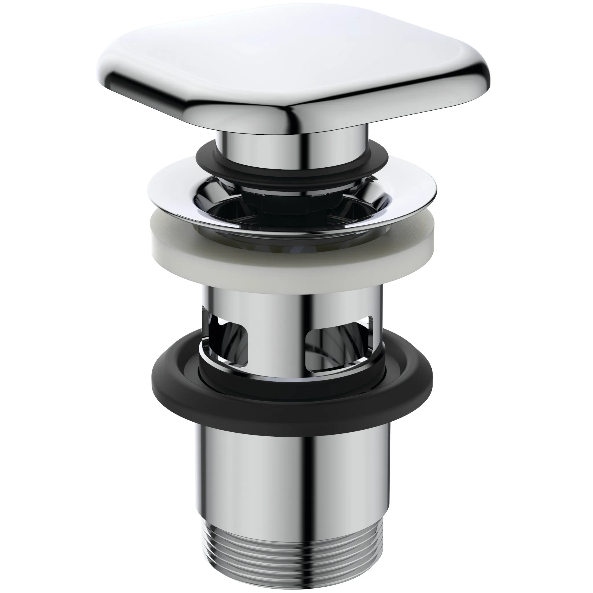 Ideal Standard Push-Open-Ventil quadratisch, Chrom, 120x75x75 mm, für Handwaschbecken