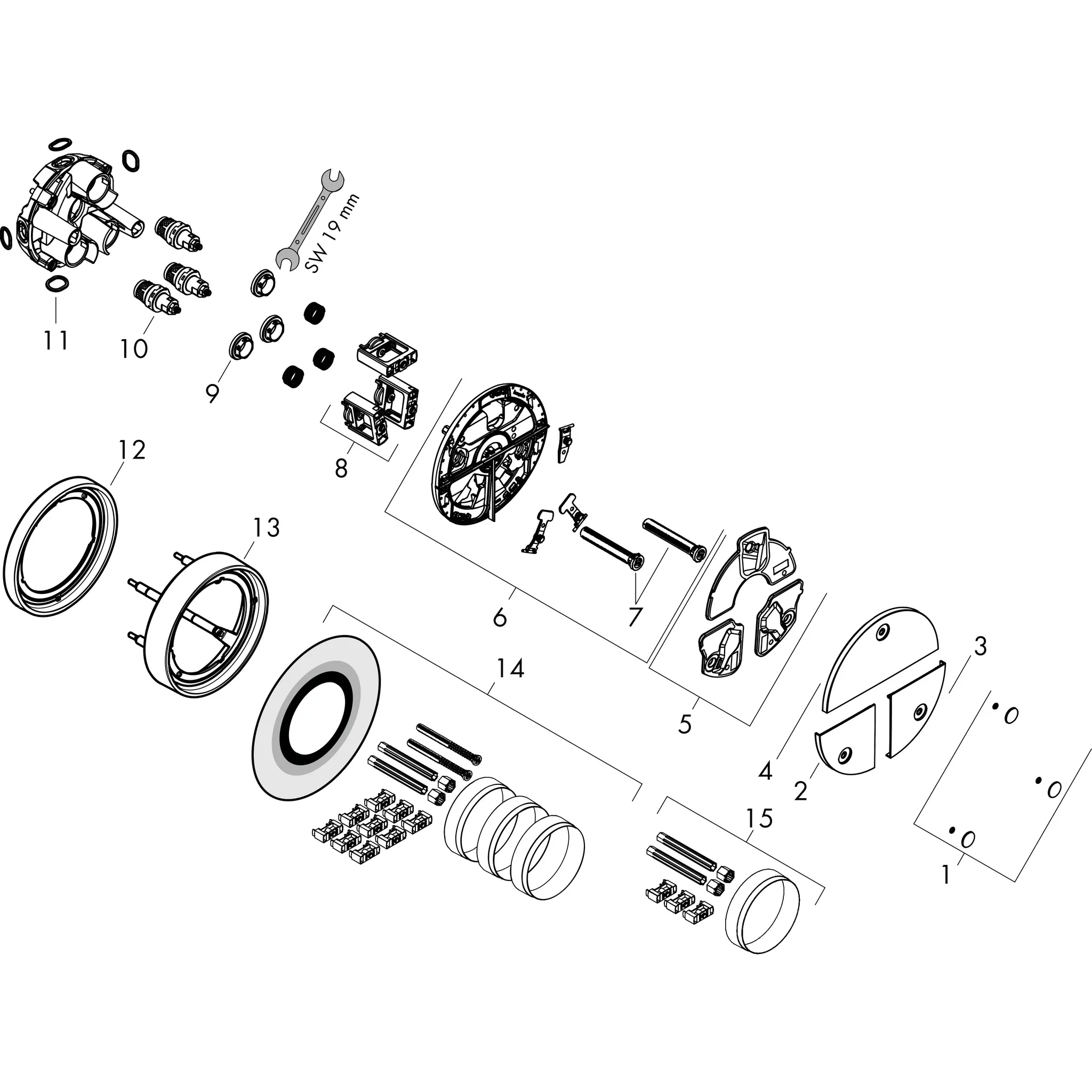 Hansgrohe AXOR ShowerSelect ID Absperrventil UP, 3 Verbraucher, Chrom, quadratisch, mit Tasten Rain klein, Rain groß, Handbrause, Schwall und MonoRain Hansgrohe AXOR ShowerSelect ID Absperrventil UP, 3 Verbraucher, Chrom, quadratisch, mit Tasten Rain klein, Rain groß, Handbrause, Schwall und MonoRain