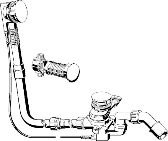 Viega Ab- und Überlaufgarnitur mit Zulauffunktion Modell 6145.6 „Multiplex Trio“ in 1070 mm × DN40 / 50 Kunststoff verchromt 19 cm Viega Ab- und Überlaufgarnitur mit Zulauffunktion Modell 6145.6 „Multiplex Trio“ in 1070 mm × DN40 / 50 Kunststoff verchromt 19 cm