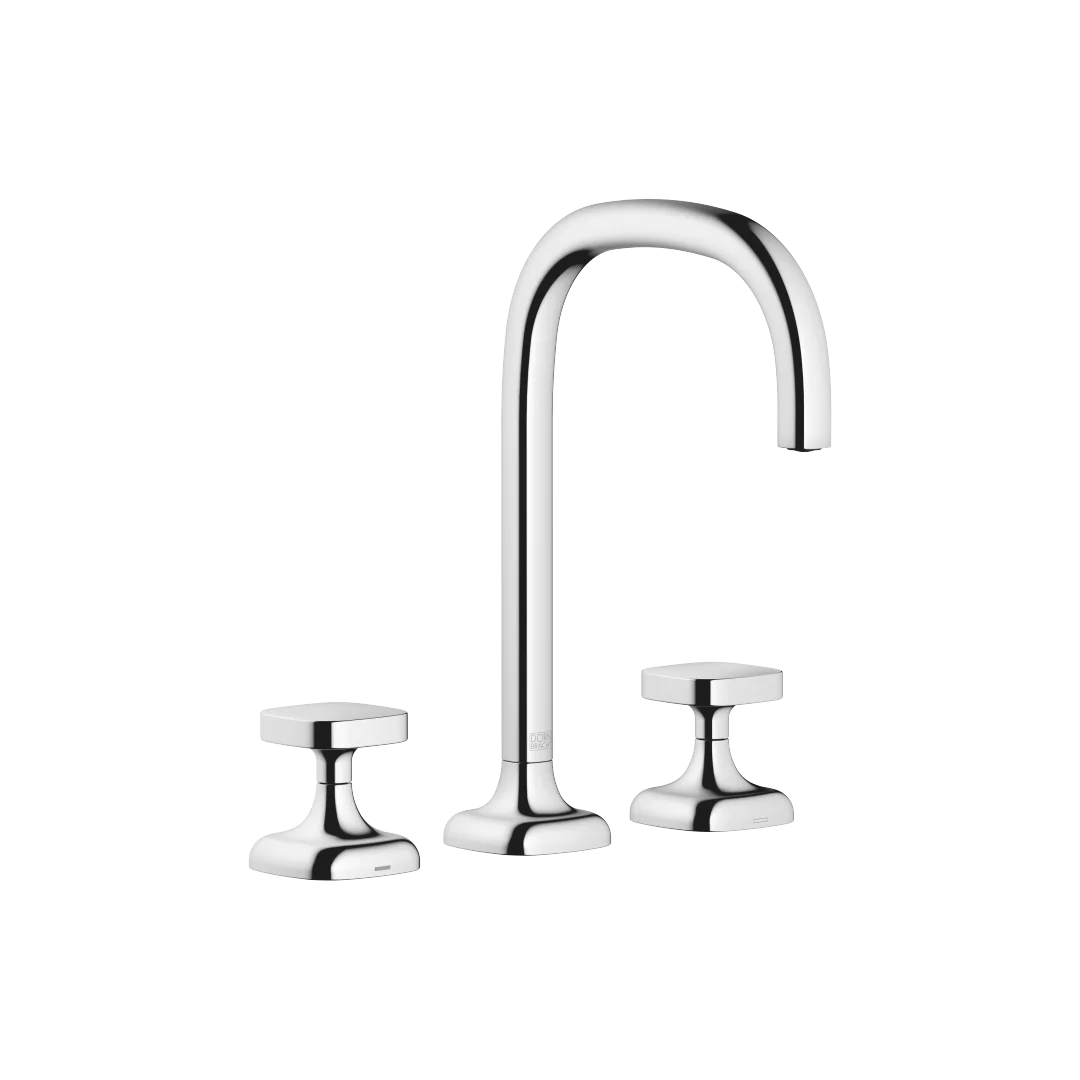 Dornbracht COYA Waschtisch-Dreilochbatterie Chrom, Ausladung 165 mm, Armaturenhöhe 264 mm, Bohrungsdurchmesser Seitenventil 32 mm, Auslauf 35 mm, Rosette 60 x 60 mm Dornbracht COYA Waschtisch-Dreilochbatterie Chrom, Ausladung 165 mm, Armaturenhöhe 264 mm, Bohrungsdurchmesser Seitenventil 32 mm, Auslauf 35 mm, Rosette 60 x 60 mm