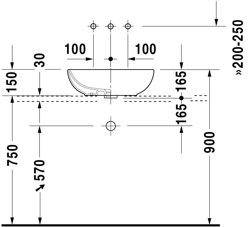 Aufsatzwaschtisch, mit Überlauf Aufsatzwaschtisch, mit Überlauf