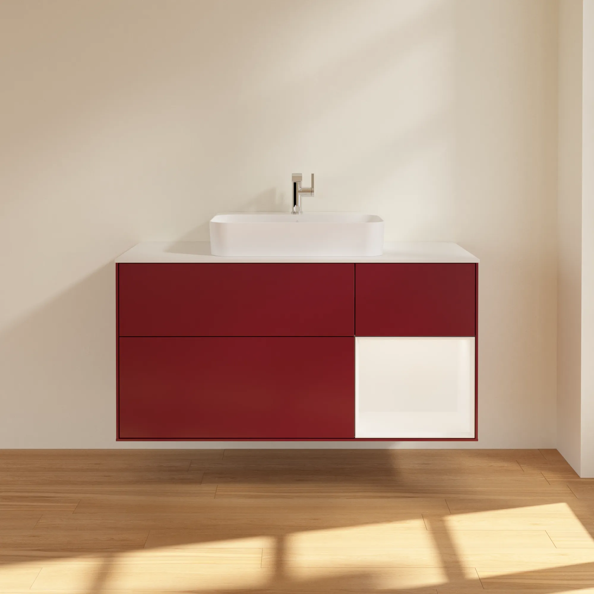 Villeroy & Boch Waschtischunterschrank „Finion“ für Schrankwaschtisch 1200 × 603 × 501 mm Peony Matt Lacquer, für Becken mittig Villeroy & Boch Waschtischunterschrank „Finion“ für Schrankwaschtisch 1200 × 603 × 501 mm Peony Matt Lacquer, für Becken mittig