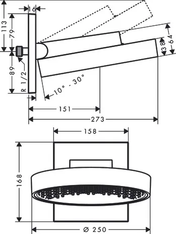 Kopfbrause Rainfinity 250 1jet Wandmontage chrom Kopfbrause Rainfinity 250 1jet Wandmontage chrom
