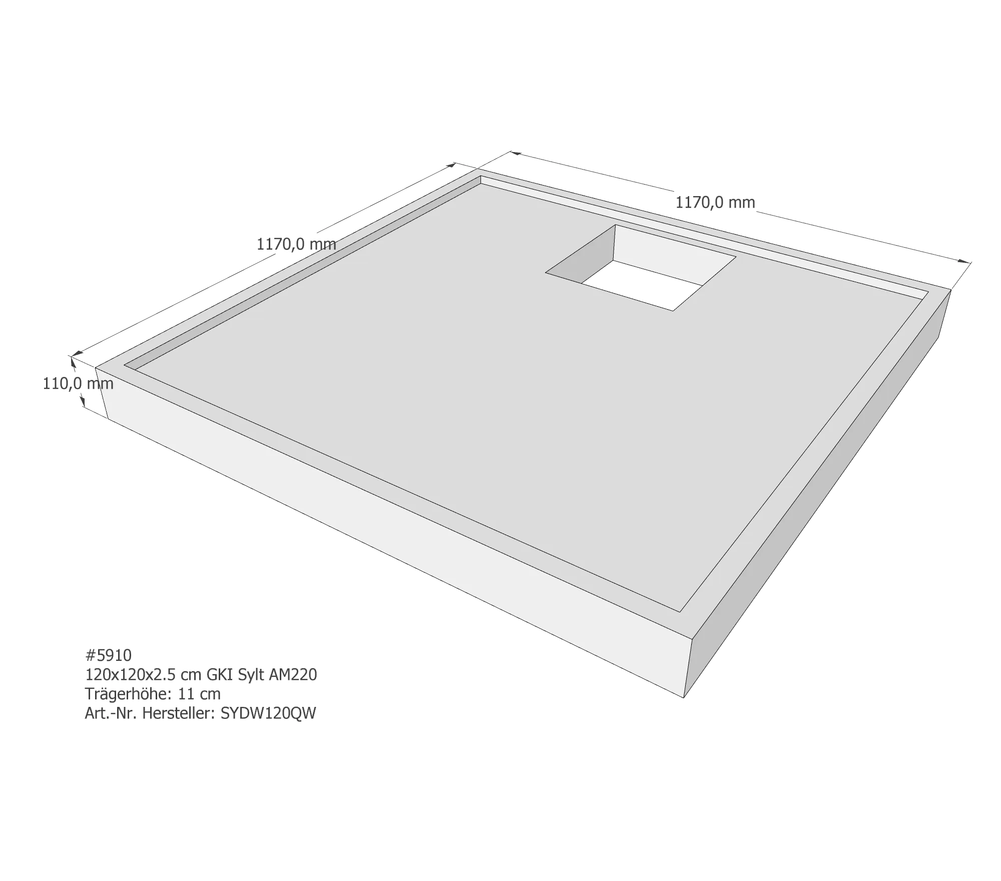 Duschwannenträger passend für GKI Sylt 120 × 120 × 2,5 cm