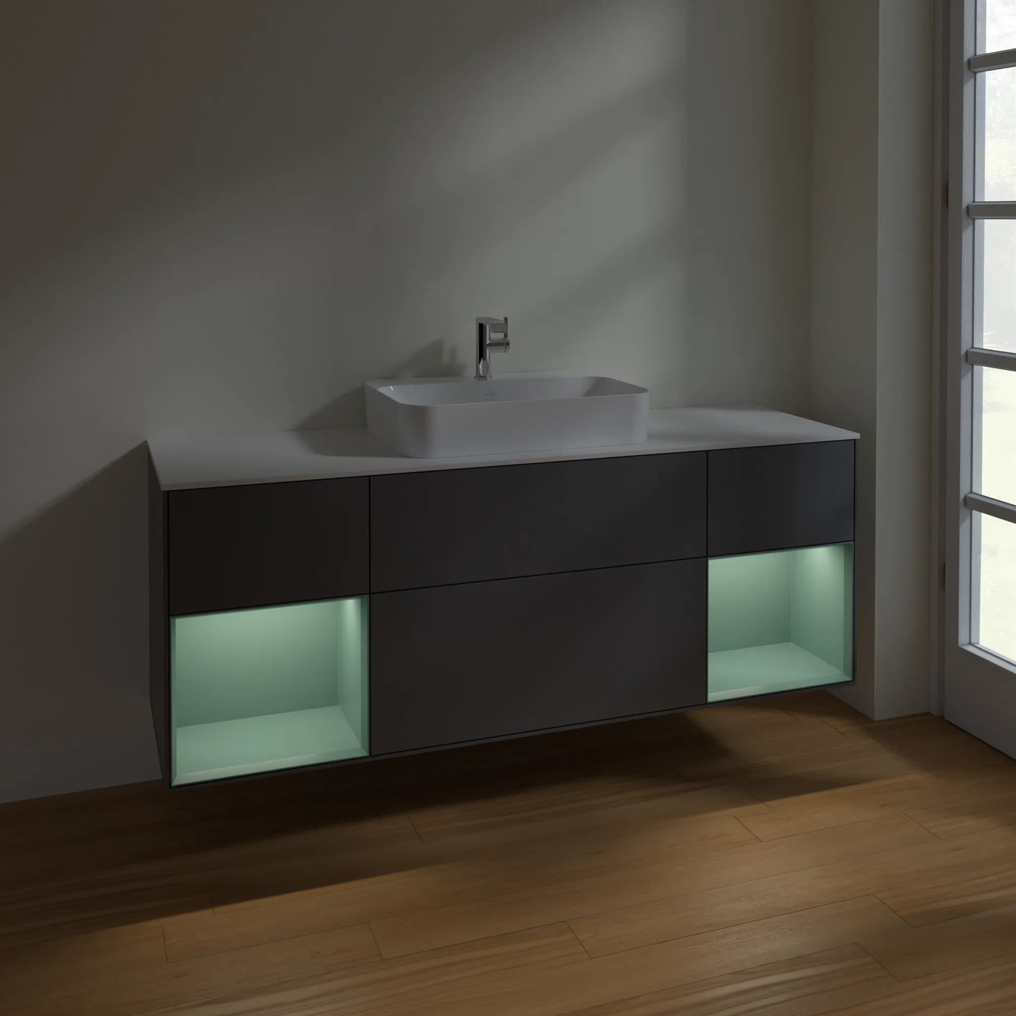 Villeroy & Boch Waschtischunterschrank „Finion“ für Schrankwaschtisch 1600 × 603 × 501 mm Anthracite Matt Lacquer, für Becken mittig Villeroy & Boch Waschtischunterschrank „Finion“ für Schrankwaschtisch 1600 × 603 × 501 mm Anthracite Matt Lacquer, für Becken mittig
