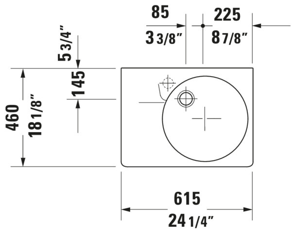 Wandwaschtisch „Scola“, mit Überlauf, Hahnlochposition mittig Wandwaschtisch „Scola“, mit Überlauf, Hahnlochposition mittig